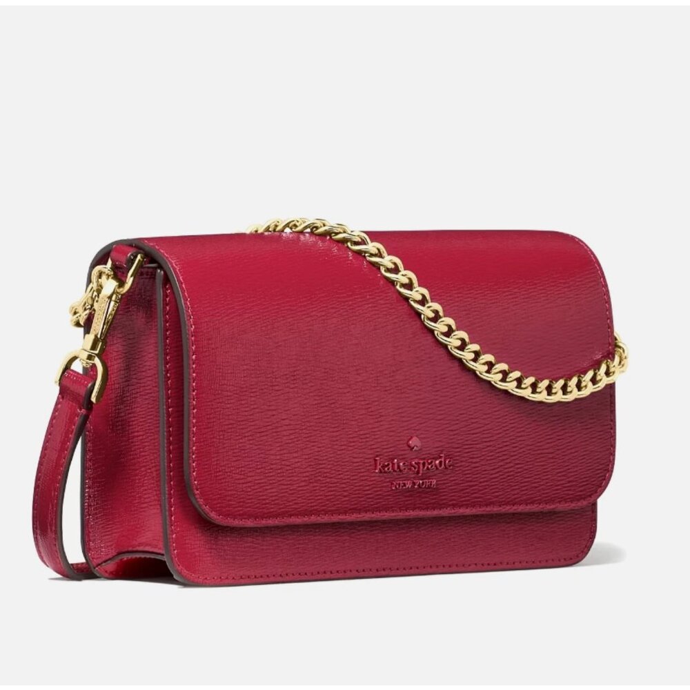 New Kate Spade Madison Willow Mini Flap Crossbody Patent Leather Red Jam
